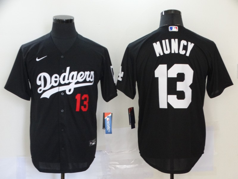 Men's Los Angeles Dodgers #13 Max Muncy Black Cool Base Stitched MLB Jersey